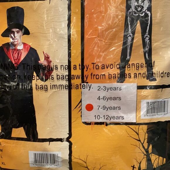 Kids Skeleton Dress Halloween Costume Size 7-9 - Picture 8 of 9